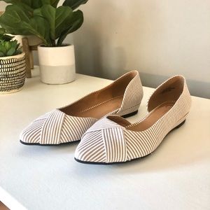 Brand new tan & white striped pointed flats